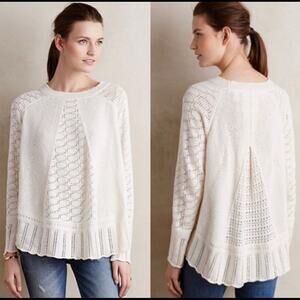 Anthropologie Angel of the North Nulia Circle Hem Poncho Sweater Cream Small